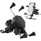 Suporte de Celular em X com Carregador USB para Moto e Bike