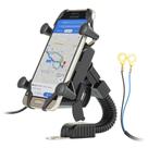 Suporte de Celular para Retrovisor de Moto Seguro com Carregador USB Bivolt 12V/24V IT-Blue LE-041 Suporte de Celular para Retrovisor de Moto Seguro com Carregador USB Bivolt 12V/24V IT-Blue LE-041