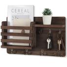 Suporte de correspondência Nekon Wall Mail Organizer com ganchos de madeira Suporte de correspondência Nekon Wall Mail Organizer com ganchos de madeira