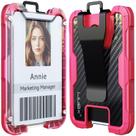 Suporte de crachá LIUGX Carbon Fiber Pink 1-4 cartões Clipe de metal