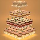 Suporte de cupcake LoveDisplay de 4 camadas para 24 cupcakes com luzes
