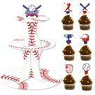 Suporte de cupcake WIFUNUE Baseball Birthday com 24 Toppers e 3 pneus Suporte de cupcake WIFUNUE Baseball Birthday com 24 Toppers e 3 pneus