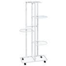 Suporte de flores vidaXL de 5 andares com rodas em ferro branco para casa/jardim