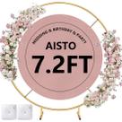 Suporte de fundo Aisto, balão redondo de 2,2 m em arco, metal dourado