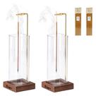 Suporte de incenso CEREMONY Wood com vidro Ash Catcher, pacote com 2 unidades
