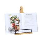 Suporte de livro de receitas SOLIGT Suporte ajustável para tablet iPad em madeira
