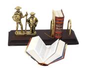 Suporte de Livro Dom Quixote E Sancho Pança Em Latão + Mini Obra Completa