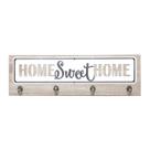Suporte de Madeira com Ganchos Home Sweet Home Bege 48 x 4 x 15cm Suporte de Madeira com Ganchos Home Sweet Home Bege 48 x 4 x 15cm