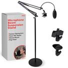Suporte de microfone Boom Pyle ajustável com suporte de choque e filtro Pop