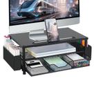 Suporte de monitor de computador de madeira AUPSEN, organizador de 2 camadas