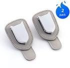 Suporte de óculos de sol Universal Car Visor Clip Suporte de óculos de couro para carro, 2 pacotes (cinza)