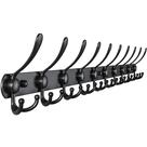 Suporte de parede Deap Deap 38 cm com 10 ganchos triplos pretos