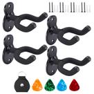Suporte de parede para guitarra Donux, suporte de gancho para ukulele, suporte para ganchos de guitarra, ganchos para baixo acústico elétrico e ukulele (conjunto de 4)