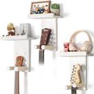 Suporte de parede para guitarra Keebofly, pacote com 3 unidades de madeira rústica com porta-palhetas