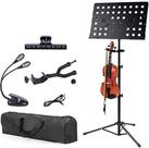 Suporte de partituras Klvied Professional com suporte para violino preto Suporte de partituras Klvied Professional com suporte para violino preto