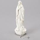 Suporte de rosário de mesa Nossa Senhora de Lourdes em pedra de resina