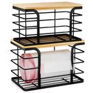 Suporte de saco de lixo Stylstoreazy Wall Mount com tampo de bambu, pacote com 2 unidades