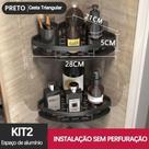 Suporte de Shampoo Kit 2 Triangular Preto para Banheiro com Instalação sem Furo em Alumínio OEM