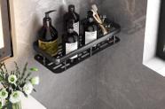 Suporte de Shampoo Preto Luxo De Alumínio 1 Camada Para Banheiro Montado Na Parede Prateleira