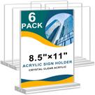 Suporte de sinalização de acrílico Arrobusto em forma de T 8,5 x 11 transparente, pacote com 6
