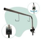 Suporte de Soro Fixo Inox 2 Ganchos Com Ajuste de Altura Articulado Parede Compacto Bolsas Intravenoso Desmontavel