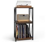 Suporte de Toca-Discos Y&M com Armazenamento para Vinil - Design Rústico Marrom
