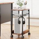 Suporte de Torre de Computador de 3 Níveis, Suporte de CPU Marrom com Rodas Giratórias, Móvel Resistente para Escritório Casa e Estúdio