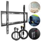Suporte de Tv Fixo Parede 23 a 63 Polegadas Preto Ultra Slim Com Cabo Hdmi 2m e Cabo Bipolar Tipo 8