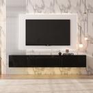 Suporte de TV flutuante AIEGLE montado na parede com 3 gavetas e LED Suporte de TV flutuante AIEGLE montado na parede com 3 gavetas e LED