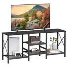 Suporte de TV JARHETUN para TV de 55 polegadas com prateleiras abertas de 3 camadas, preto Suporte de TV JARHETUN para TV de 55 polegadas com prateleiras abertas de 3 camadas, preto