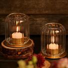 Suporte de vela HAVITI Tealight, conjunto de 2 bases de vidro e metal