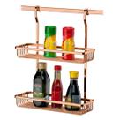 Suporte Duplo Porta Tempero Utensílios Condimentos Para Barra Bancada Cozinha Rose - 2803RG Future