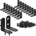 Suporte em L FATLODA de aço inoxidável preto 40x40 mm, 18 peças