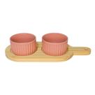 Suporte em pinus para 2 ramekim de 190 ml cada rosa