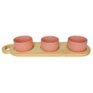 Suporte em pinus para 3 ramekim de 190 ml rosa
