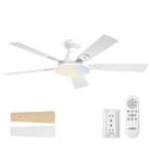Suporte embutido para ventilador de teto de 52 polegadas com luzes e controle remoto branco