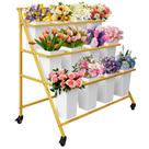 Suporte Expositor de Flores PROLEE de Metal com 3 Níveis e Rodízios Suporte Expositor de Flores PROLEE de Metal com 3 Níveis e Rodízios