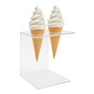 Suporte Expositor Temaki Casquinha Sorvete Acrílico Cristal 2 Cones Apoiador Aparador