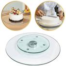 Suporte Giratório Para Confeitaria Prato Redondo Vidro 30cm Confeitar Decorar e Servir Bolos