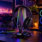 Suporte Headset com Hub USB Tipo C P2 LED RGB Luz Ambiente para Mesa Gamer PC Celular LE-197 Suporte Headset com Hub USB Tipo C P2 LED RGB Luz Ambiente para Mesa Gamer PC Celular LE-197