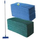 Suporte Lt Limpa Tudo Com tiras autocolantes Articulado 10 Fibras Azul Ultra Macia + 10 Fibras Verde Multiuso + Cabo Alumínio 1.4 M