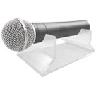 Suporte Microfone Acrílico Cristal Balcão Mesa Expositor Eventos Palestras Auditório Igrejas Reuniões