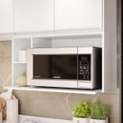 Suporte Microondas Aéreo 81cm com Nicho Adega Miami Branco - Lumil