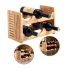 Suporte Mini Adega Porta Vinhos 6 Garrafas Bambu 2 Andares Bege