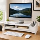 Suporte Monitor Organizador Mesa Com Gavetas