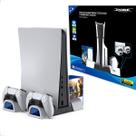 Suporte Multifuncional Base Cooler Carregador Controle Duplo Slots Compatível Com Ps5 e Ps5 Slim