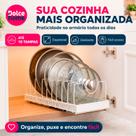 Suporte Multiuso Para Tampas de Panela Branca 10 Divisórias
