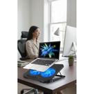 Suporte Notebook 2 Coolers LED Azul Até 17" C/ Base Mesa