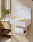 Suporte Organizador 3 em 1 para Papel Higiênico Lenço e Celular com Fita 3M Branco Premium Arthi