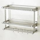 Suporte Organizador Banheiro Cozinha Prateleira Duplo Gancho Inox Resistente Shampoo Condicionador Toalha Pratico Utensilio Condimento Multiuso Suporte Organizador Banheiro Cozinha Prateleira Duplo Gancho Inox Resistente Shampoo Condicionador Toalha Pratico Utensilio Condimento Multiuso